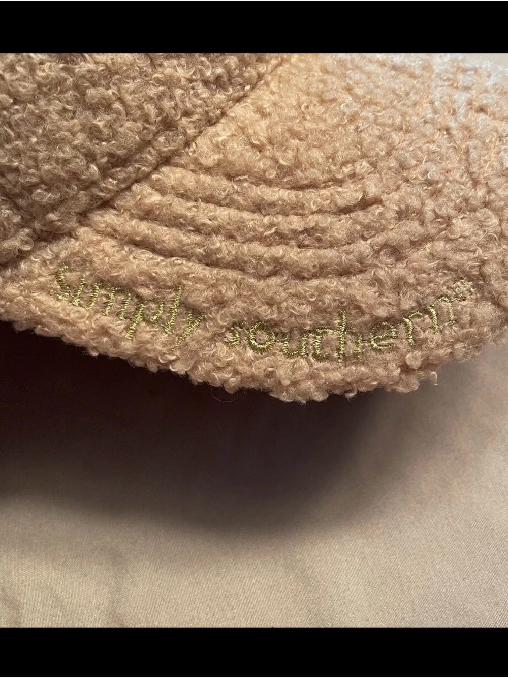 Simply Southern Beige Teddy Fleece/Sherpa Baseball Cap “Always Cold” - Picture 2 of 5